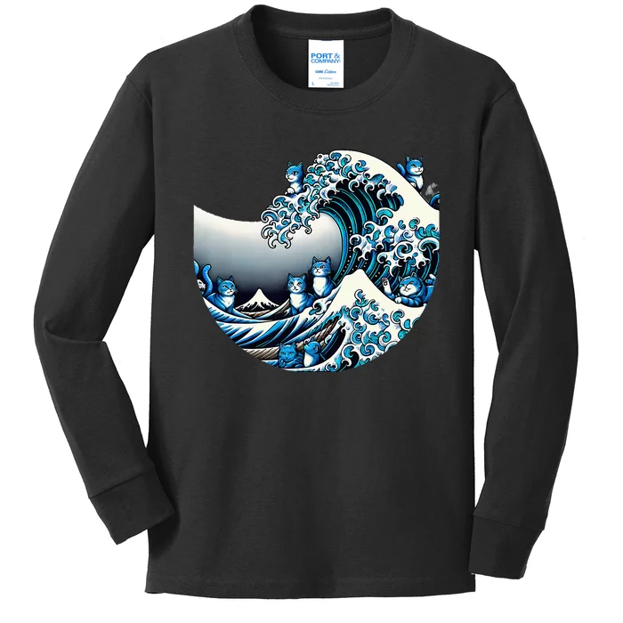 Cute Wave Of Blue Cats For Kamala Funny Kids Long Sleeve Shirt