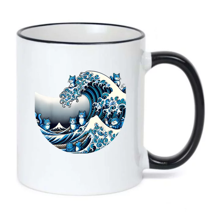 Cute Wave Of Blue Cats For Kamala Funny Black Color Changing Mug