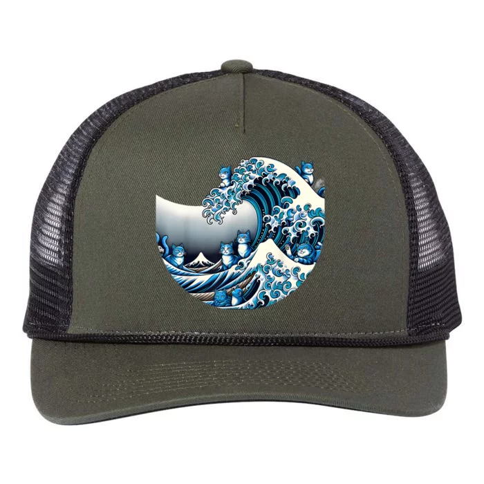 Cute Wave Of Blue Cats For Kamala Funny Retro Rope Trucker Hat Cap