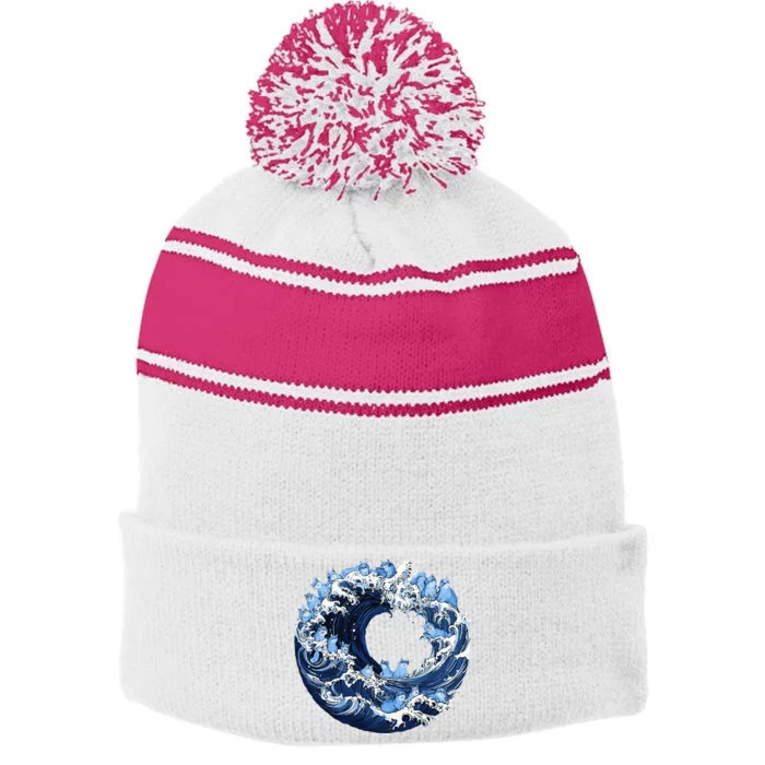 Cute Wave Of Blue Cats For Kamala Stripe Pom Pom Beanie