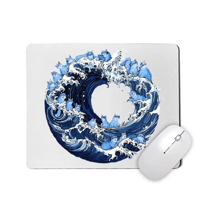 Cute Wave Of Blue Cats For Kamala Mousepad