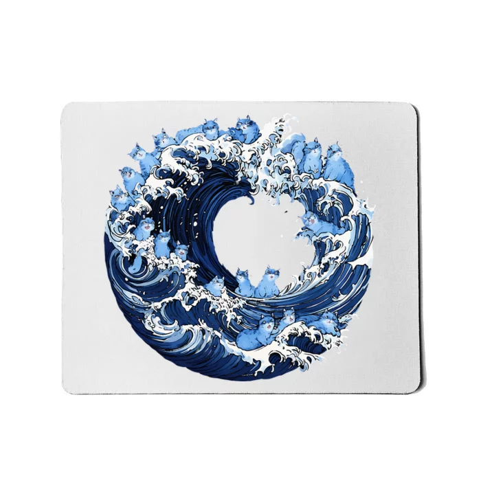 Cute Wave Of Blue Cats For Kamala Mousepad