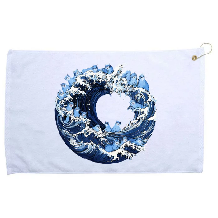 Cute Wave Of Blue Cats For Kamala Grommeted Golf Towel