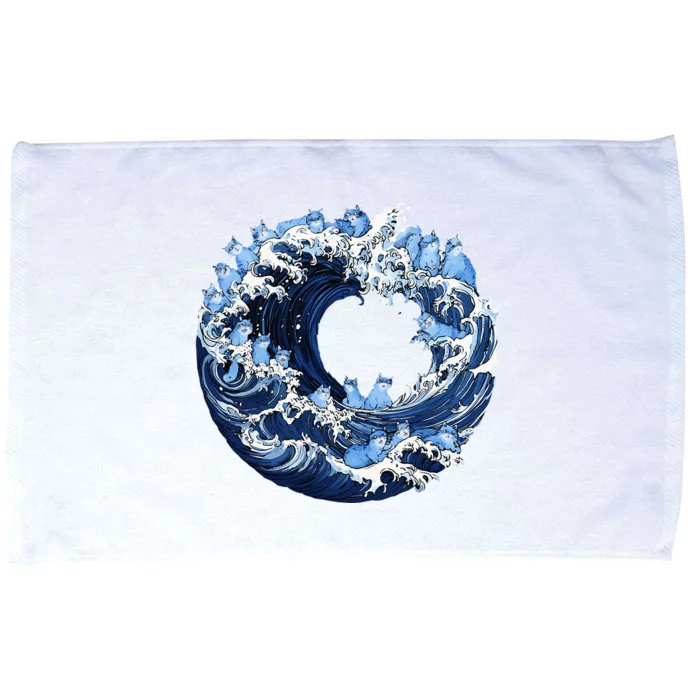 Cute Wave Of Blue Cats For Kamala Microfiber Hand Towel