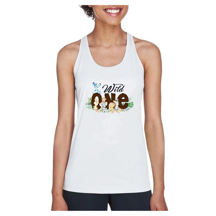 Cute Wild One Zoo Leopard Birthday Safari Jungle Animal Gift Women's Racerback Tank