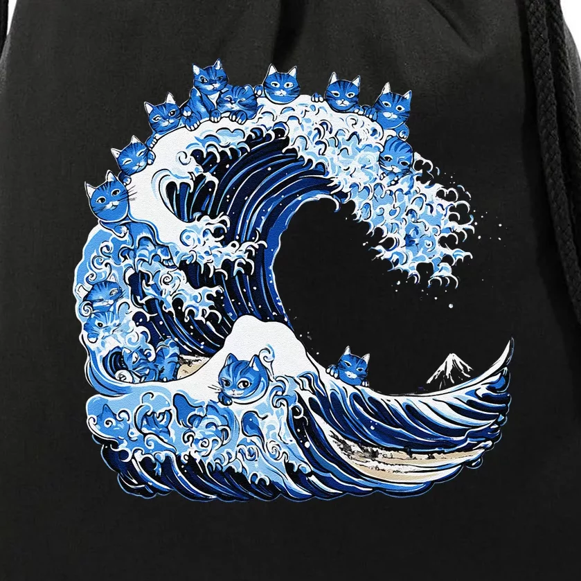 Cute Wave Of Blue Cats For Kamala Gift Drawstring Bag