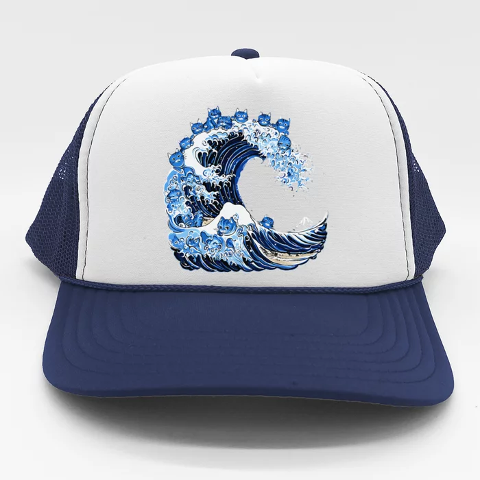 Cute Wave Of Blue Cats For Kamala Gift Trucker Hat