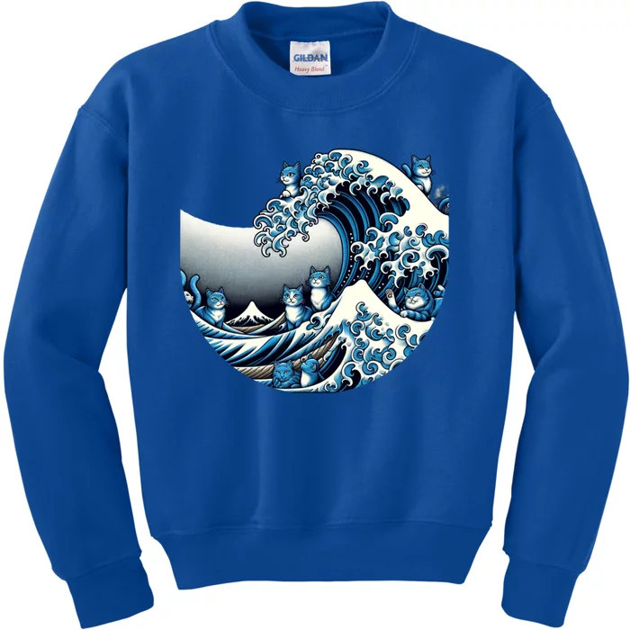 Cute Wave Of Blue Cats For Kamala Funny Meaningful Gift Kids Sweatshirt