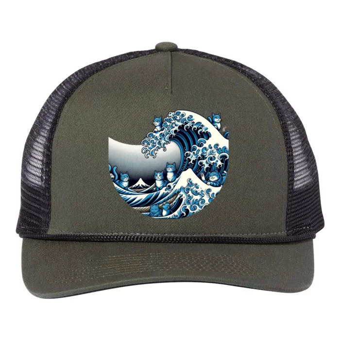 Cute Wave Of Blue Cats For Kamala Funny Meaningful Gift Retro Rope Trucker Hat Cap