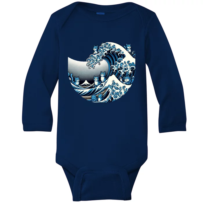 Cute Wave Of Blue Cats For Kamala Funny Meaningful Gift Baby Long Sleeve Bodysuit