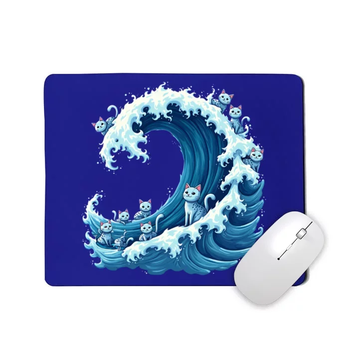 Cute Wave Of Blue Cats For Kamala Gift Mousepad