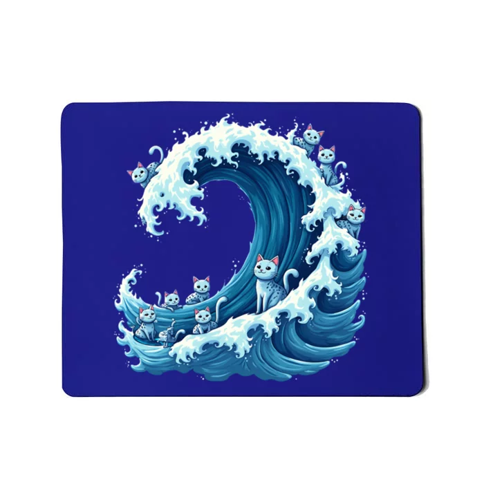 Cute Wave Of Blue Cats For Kamala Gift Mousepad