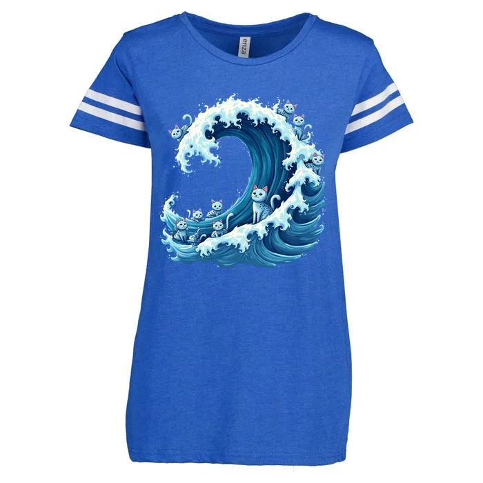 Cute Wave Of Blue Cats For Kamala Gift Enza Ladies Jersey Football T-Shirt