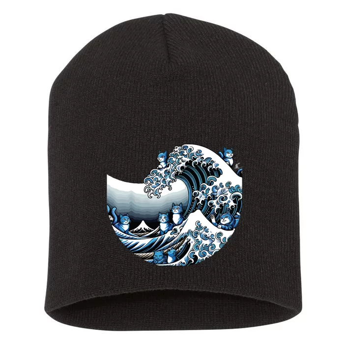 Cute Wave Of Blue Cats For Kamala Funny Short Acrylic Beanie