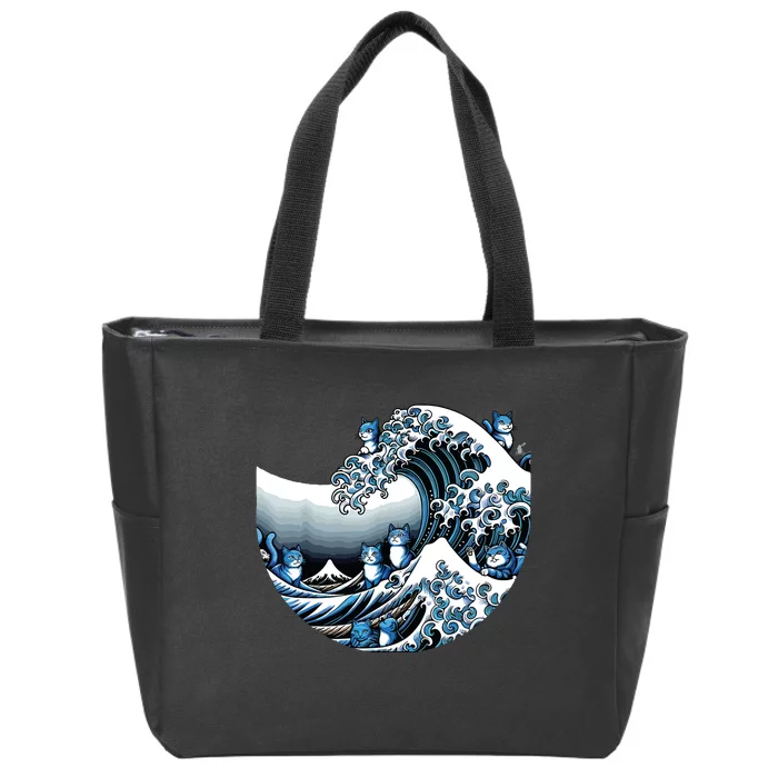 Cute Wave Of Blue Cats For Kamala Funny Zip Tote Bag