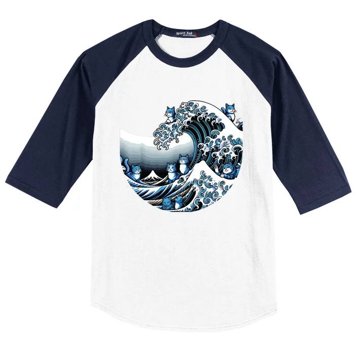 Cute Wave Of Blue Cats For Kamala Funny Baseball Sleeve Shirt