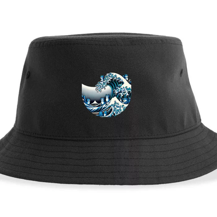 Cute Wave Of Blue Cats For Kamala Funny Sustainable Bucket Hat