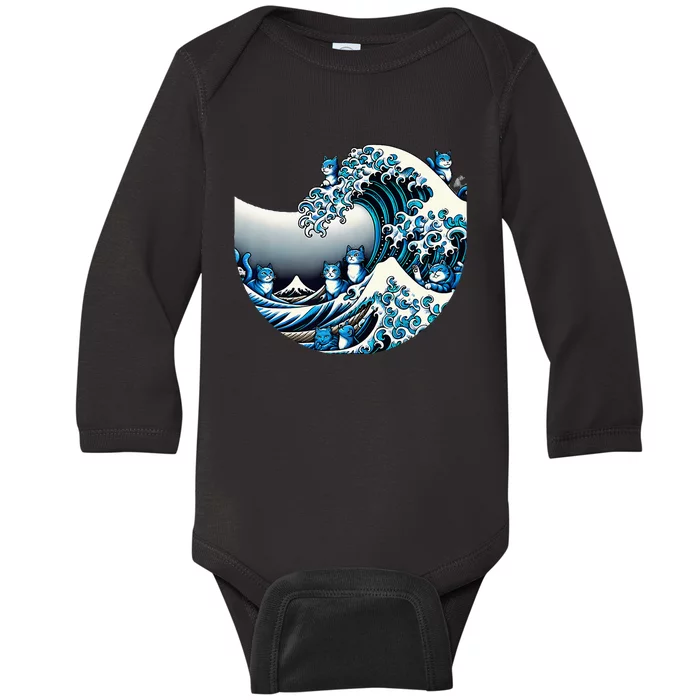 Cute Wave Of Blue Cats For Kamala Funny Baby Long Sleeve Bodysuit