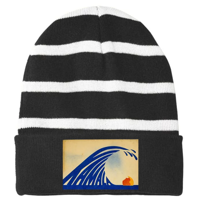 Cute Wave Of Blue Wave Kamala For Kamala Funny Trump Striped Beanie with Solid Band