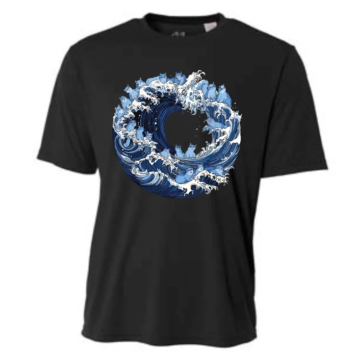 Cute Wave Of Blue Cats For Kamala Cooling Performance Crew T-Shirt