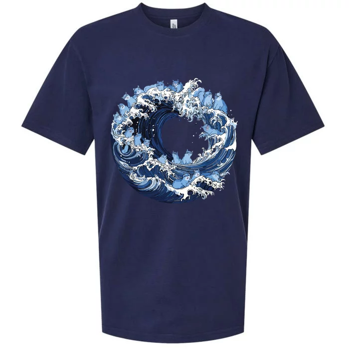 Cute Wave Of Blue Cats For Kamala Sueded Cloud Jersey T-Shirt