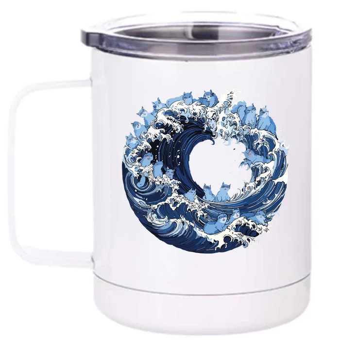 Cute Wave Of Blue Cats For Kamala Front & Back 12oz Stainless Steel Tumbler Cup