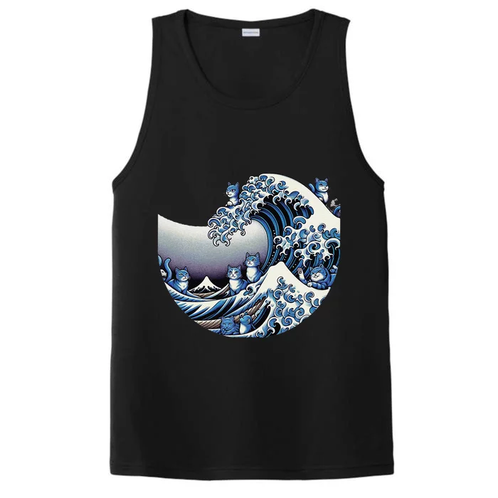 Cute Wave Of Blue Cats For Kamala Funny Performance Tank