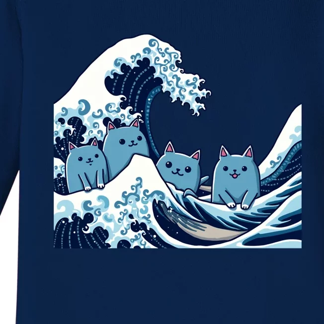 Cute Wave Of Blue Cats For Kamala Gift Baby Long Sleeve Bodysuit