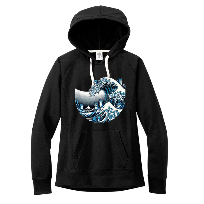 Cute Wave Of Blue Cats Blue Cats Wave Women's Fleece Hoodie