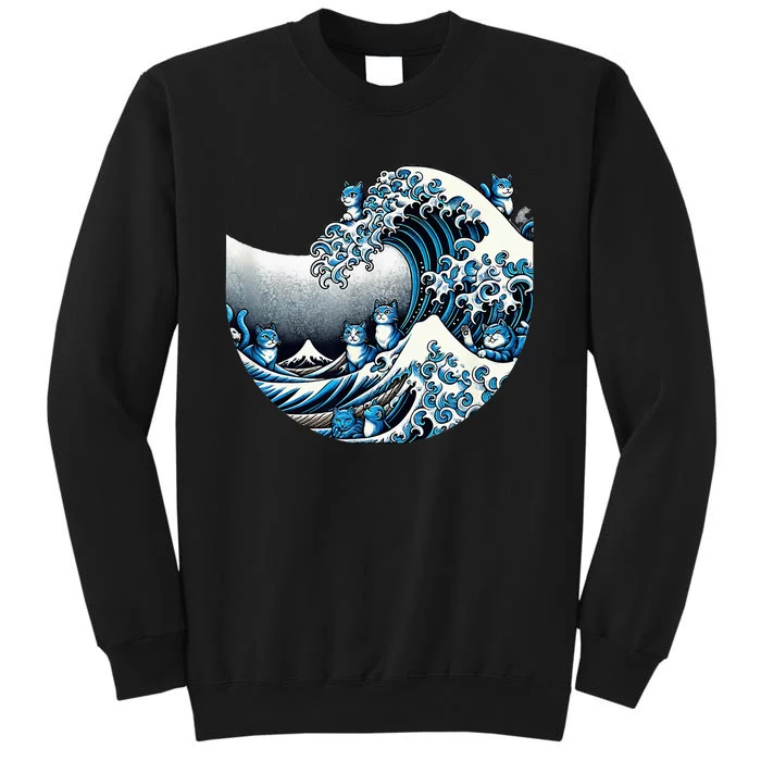 Cute Wave Of Blue Cats Blue Cats Wave Tall Sweatshirt