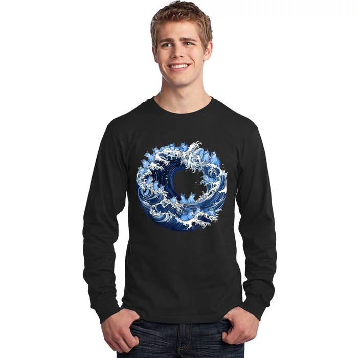 Cute Wave Of Blue Cats For Kamala Tall Long Sleeve T-Shirt