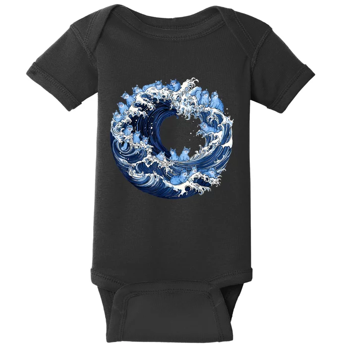 Cute Wave Of Blue Cats For Kamala Baby Bodysuit