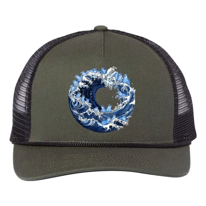 Cute Wave Of Blue Cats For Kamala Retro Rope Trucker Hat Cap