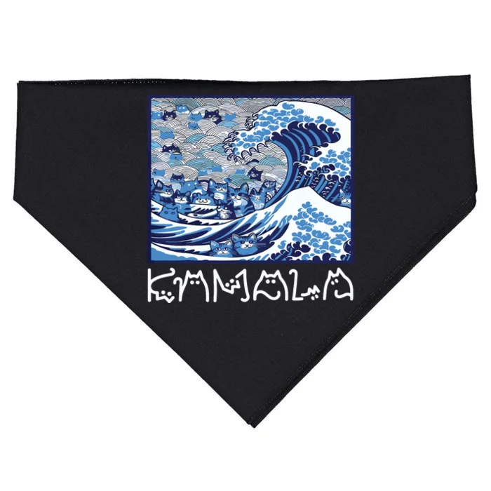 Cute Wave Of Blue Cats For Kamala USA-Made Doggie Bandana