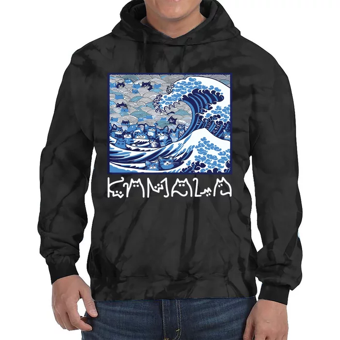 Cute Wave Of Blue Cats For Kamala Tie Dye Hoodie