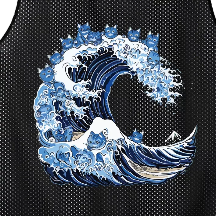 Cute Wave Of Blue Cats For Kamala Mesh Reversible Basketball Jersey Tank