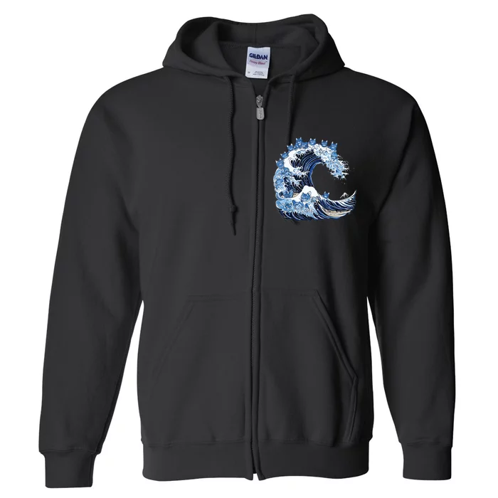 Cute Wave Of Blue Cats For Kamala Full Zip Hoodie