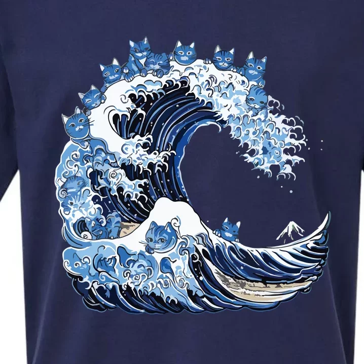 Cute Wave Of Blue Cats For Kamala Sueded Cloud Jersey T-Shirt