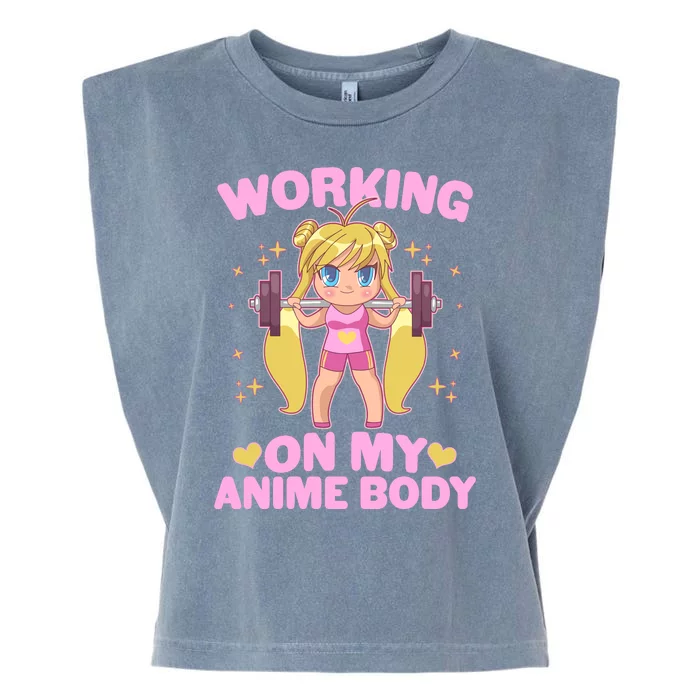 Cute Working On My Anime Body Garment-Dyed Women's Muscle Tee