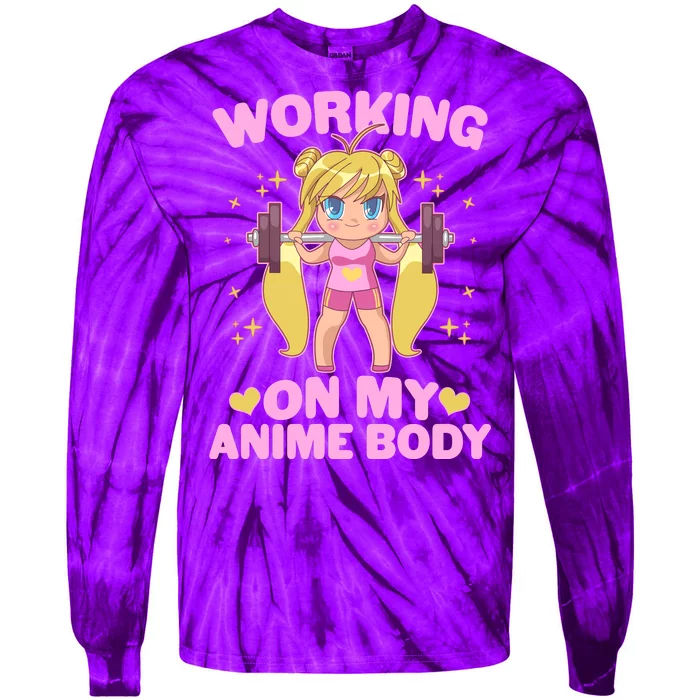 Cute Working On My Anime Body Tie-Dye Long Sleeve Shirt