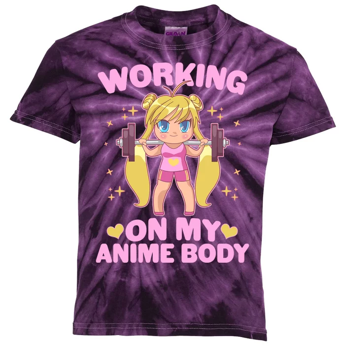 Cute Working On My Anime Body Kids Tie-Dye T-Shirt