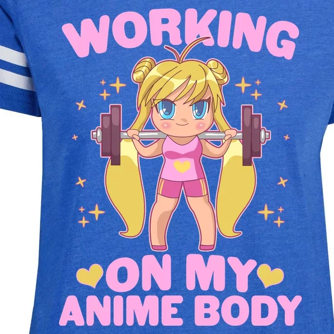 Cute Working On My Anime Body Enza Ladies Jersey Football T-Shirt