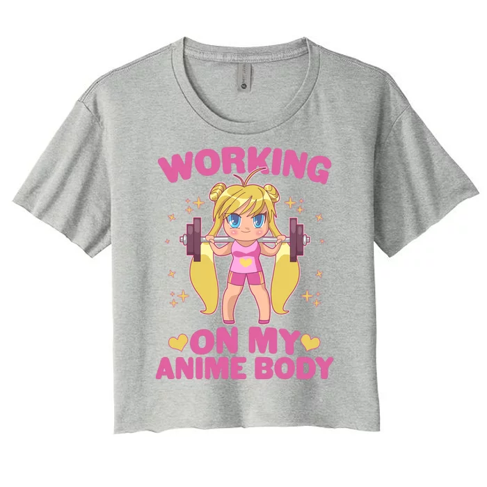 Cute Working On My Anime Body Women's Crop Top Tee