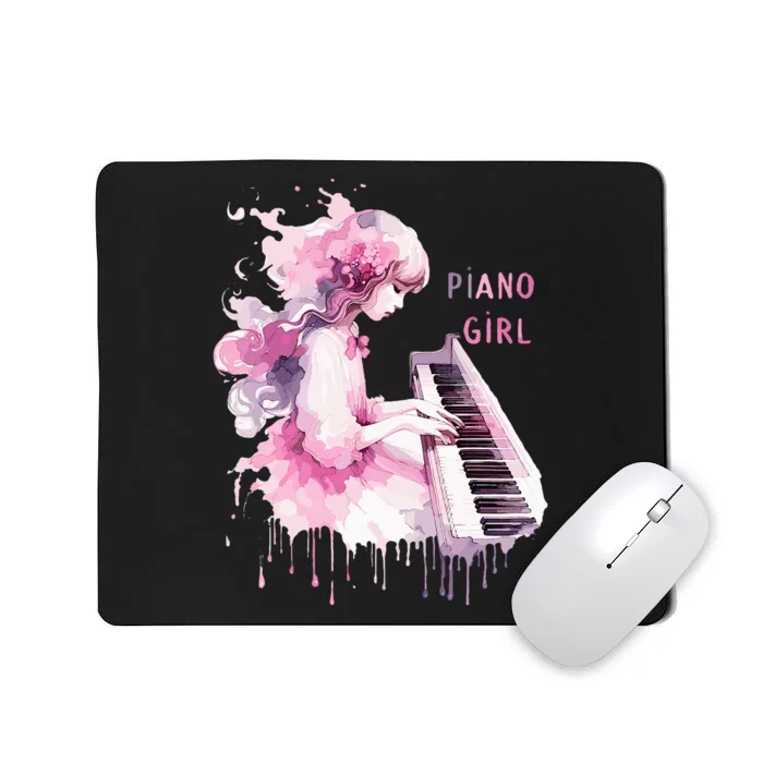 Cute Watercolor Piano Girl Pianist Keyboard Musician Music Mousepad