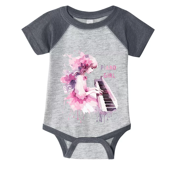 Cute Watercolor Piano Girl Pianist Keyboard Musician Music Infant Baby Jersey Bodysuit