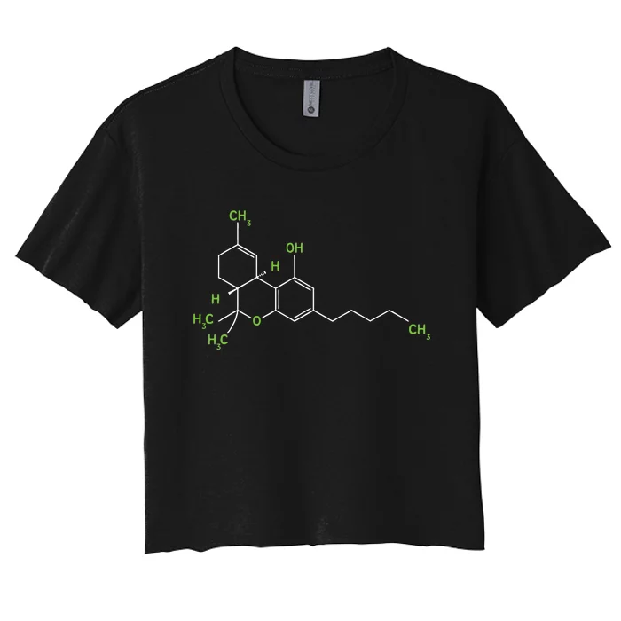 Cannabis Weed Pot Molecule Thc Marijuana Stoner Gift Women's Crop Top Tee