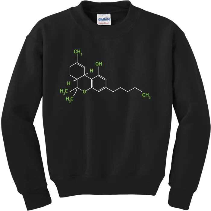 Cannabis Weed Pot Molecule Thc Marijuana Stoner Gift Kids Sweatshirt