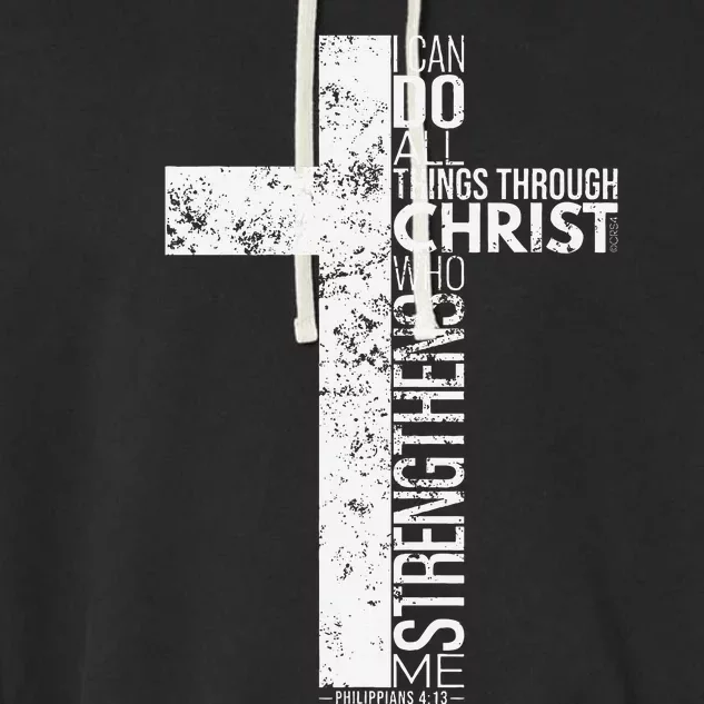 Cross With Philippians 413 Christian Garment-Dyed Fleece Hoodie