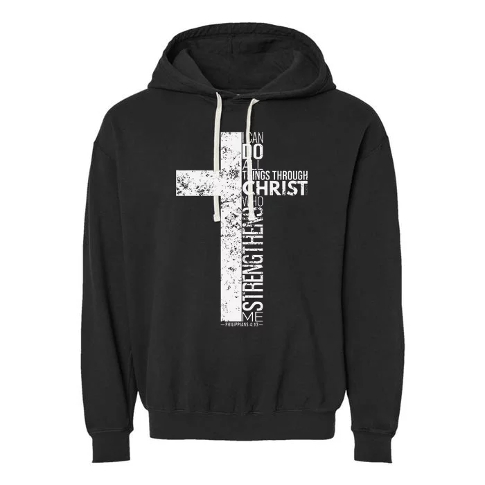 Cross With Philippians 413 Christian Garment-Dyed Fleece Hoodie