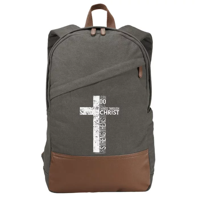 Cross With Philippians 413 Christian Cotton Canvas Backpack